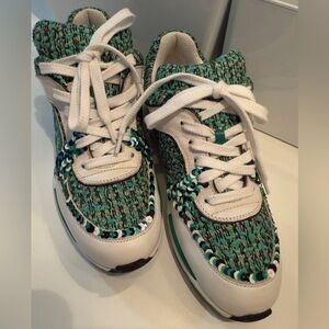Chanel CC Tweed Sequined Sneakers 37.5